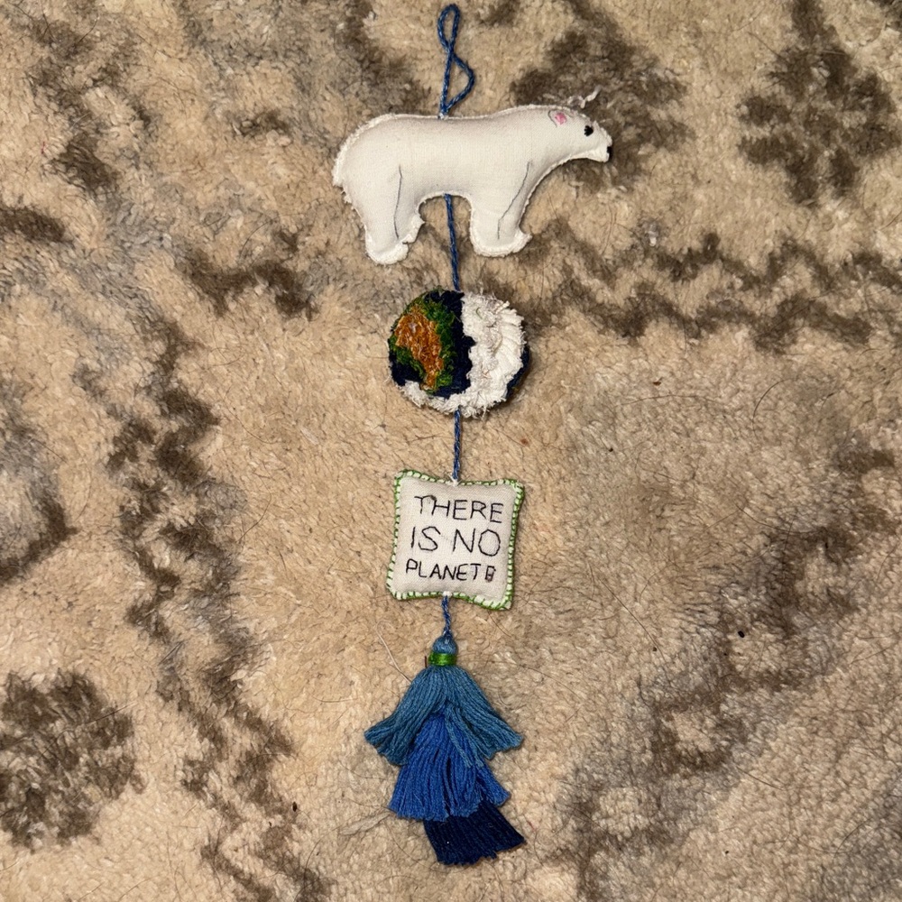 Polar Bear ornament with Blue Tassels